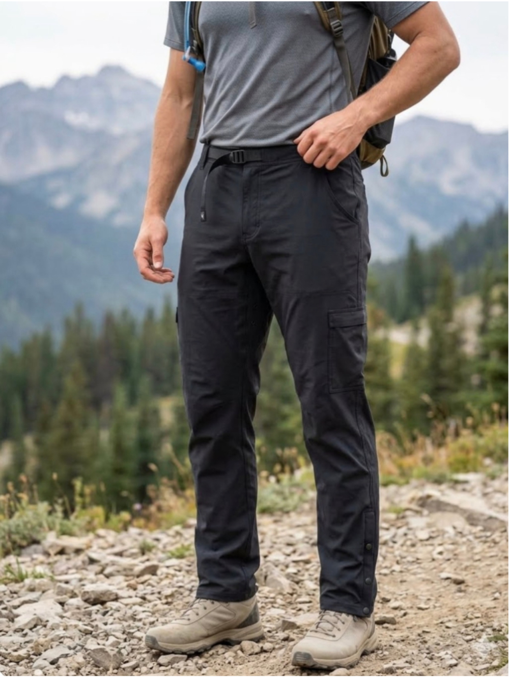 Men's prAna Cargo Pants size 42x30 Black Adjustable Waist Zion Slim Pants NEW